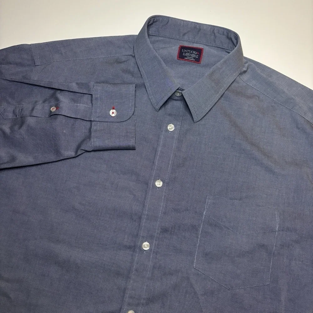 UNTUCKit Pio Cesare WF Relaxed Fit Mens XXXL Wrinkle Free Blue Button Down Shirt - Picture 3 of 7